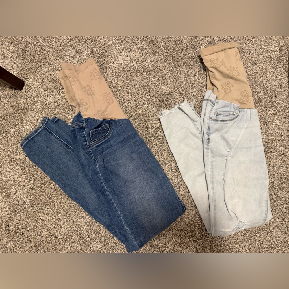 Two Jessica Simpson Maternity Jean Leggings